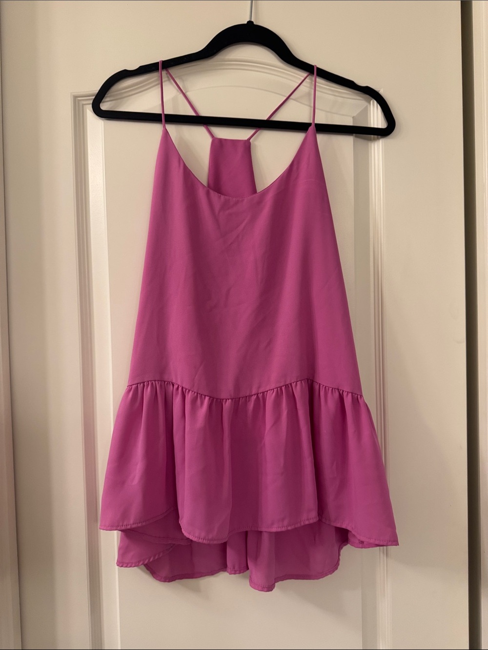 Newbury Kustom Fuchsia Spaghetti Strap Ruffle Tank